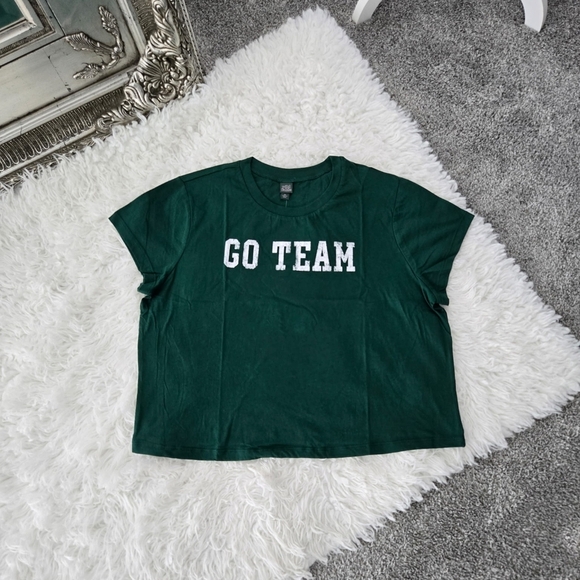 Wild Fable "Go Team" Women's Short Sleeve Graphic T-Shirt . Green. Size 2X. New. - Picture 2 of 9